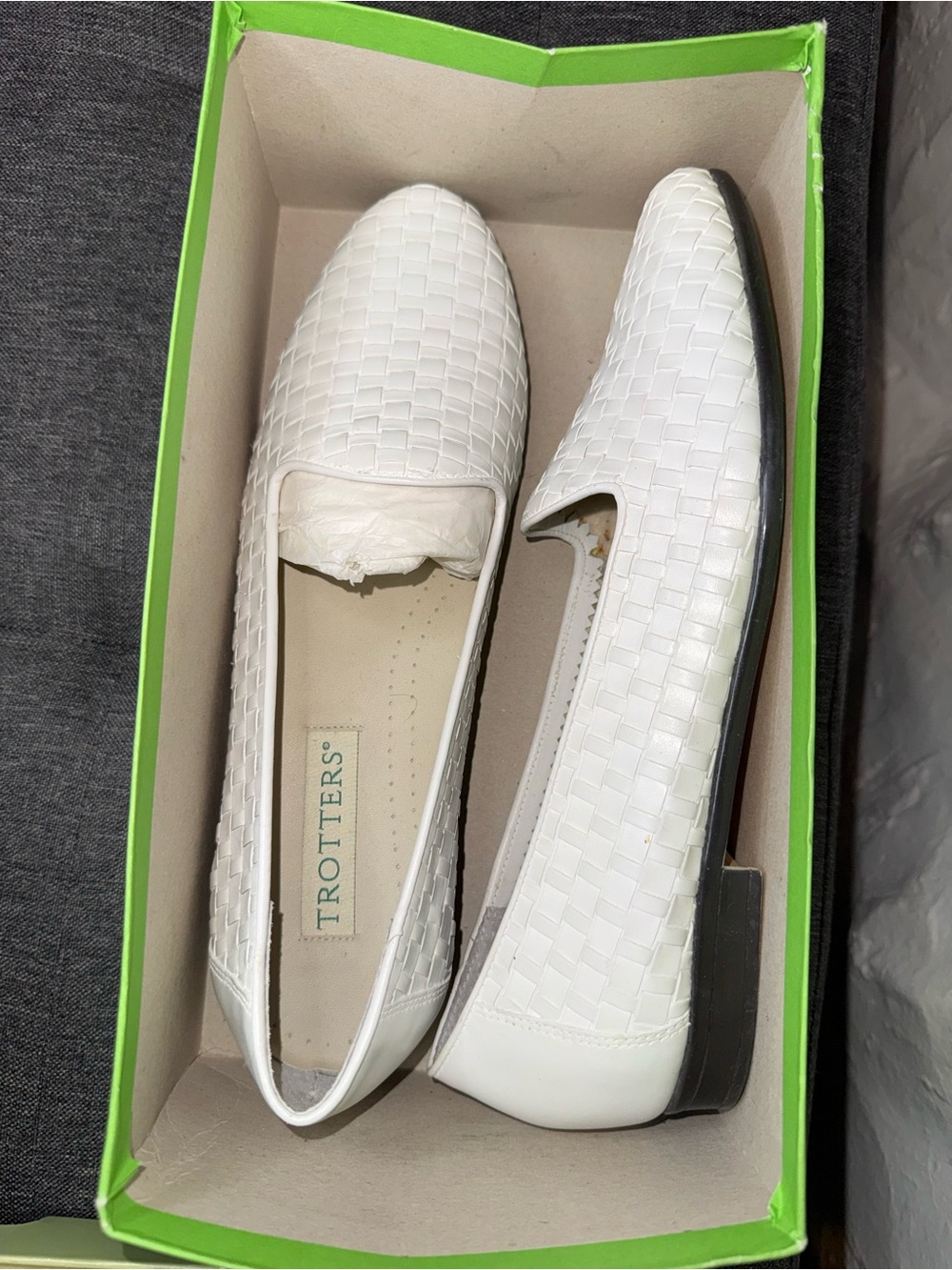 Trotters White Woven Slip-On Loafers